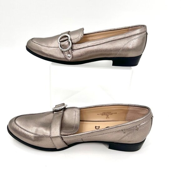 UNISA UNSHASTA2 METALLIC PEWTER LOAFERS W/ SILVER HARDWARE - 7.5 - Picture 2 of 11